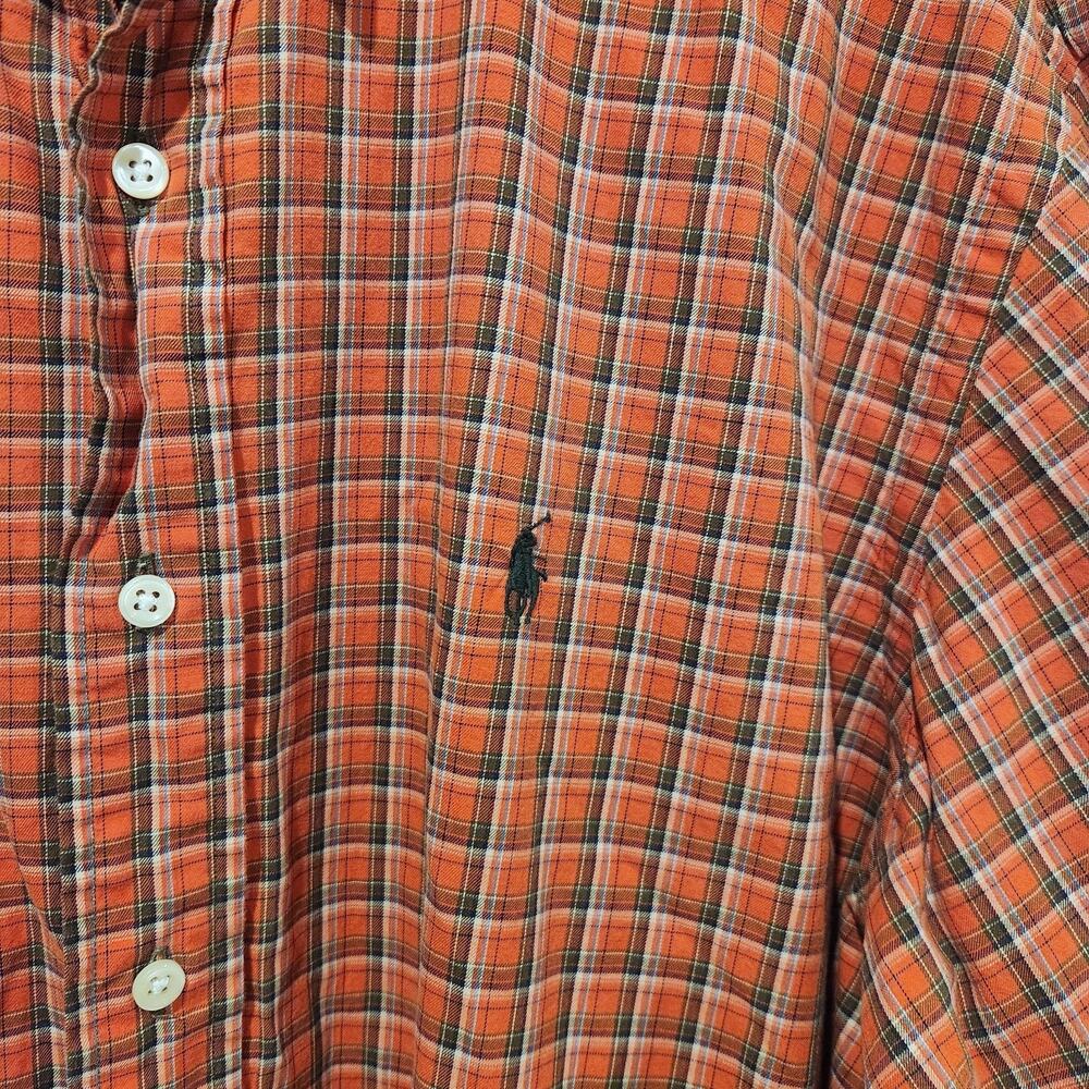 Ralph Lauren Mens Burnt Orange Plaid Classic Fit Button Up Blouse Size XL Preppy - Picture 4 of 10